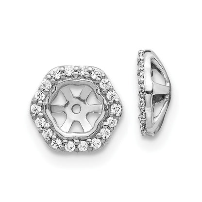14k White Gold Hexagon Diamond Earring Jackets Gift for Women