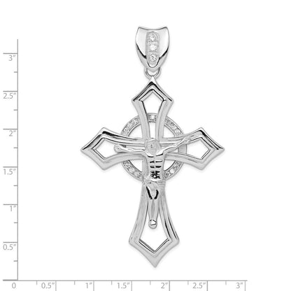 Sterling Silver Rhodium-plated Cubic Zirconia Crucifix Pendant