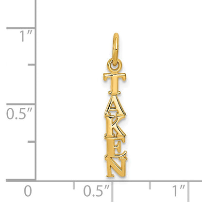 14k Yellow Gold Polished TAKEN Charm