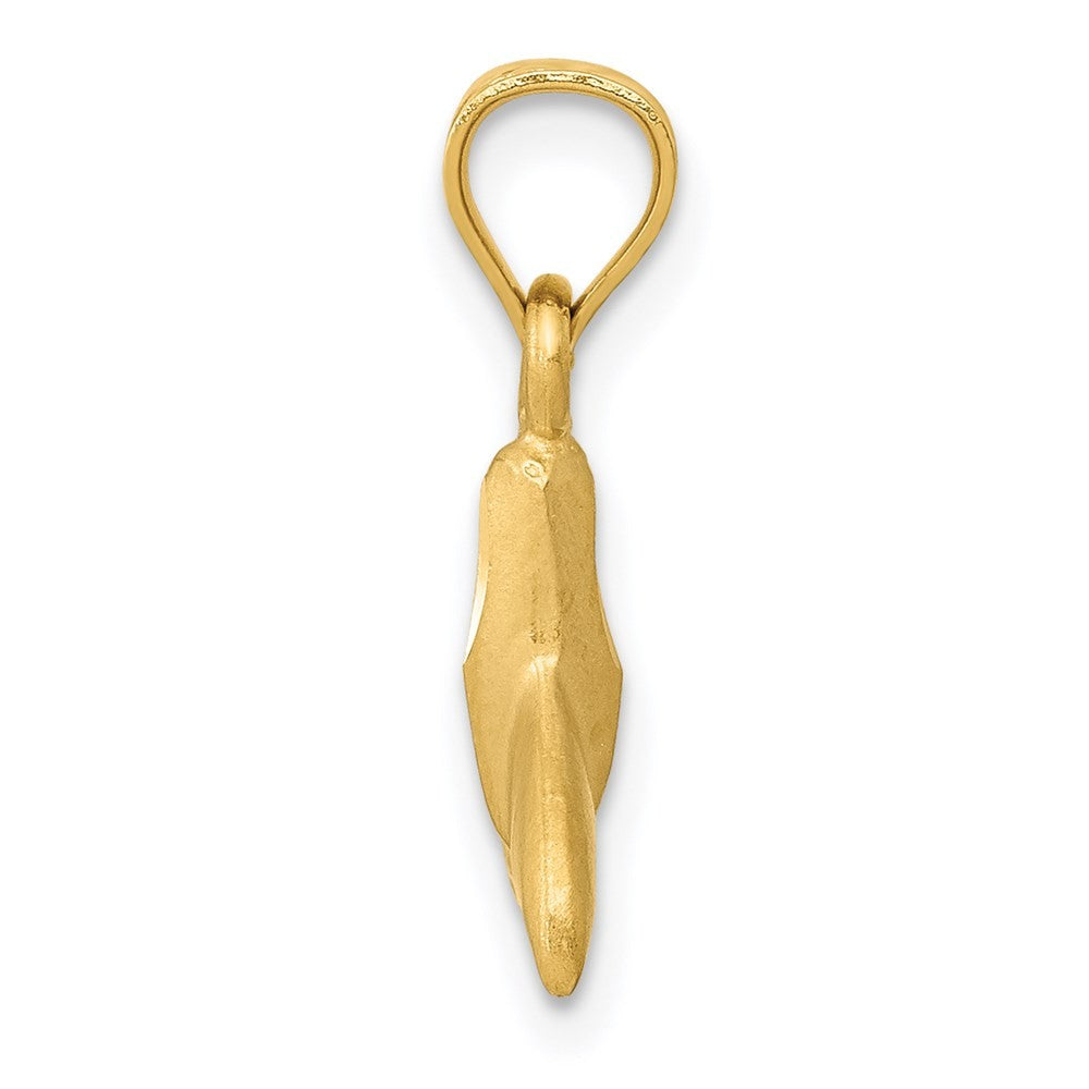 14k Yellow Gold 3D Whale Tail Pendant