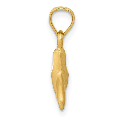 14k Yellow Gold 3D Whale Tail Pendant