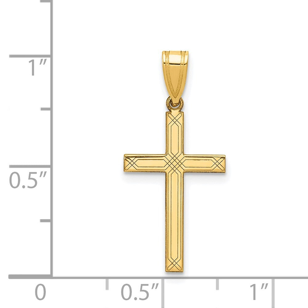 14k Yellow Gold Cross Charm Pendant for Women