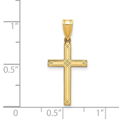 14k Yellow Gold Cross Charm Pendant for Women