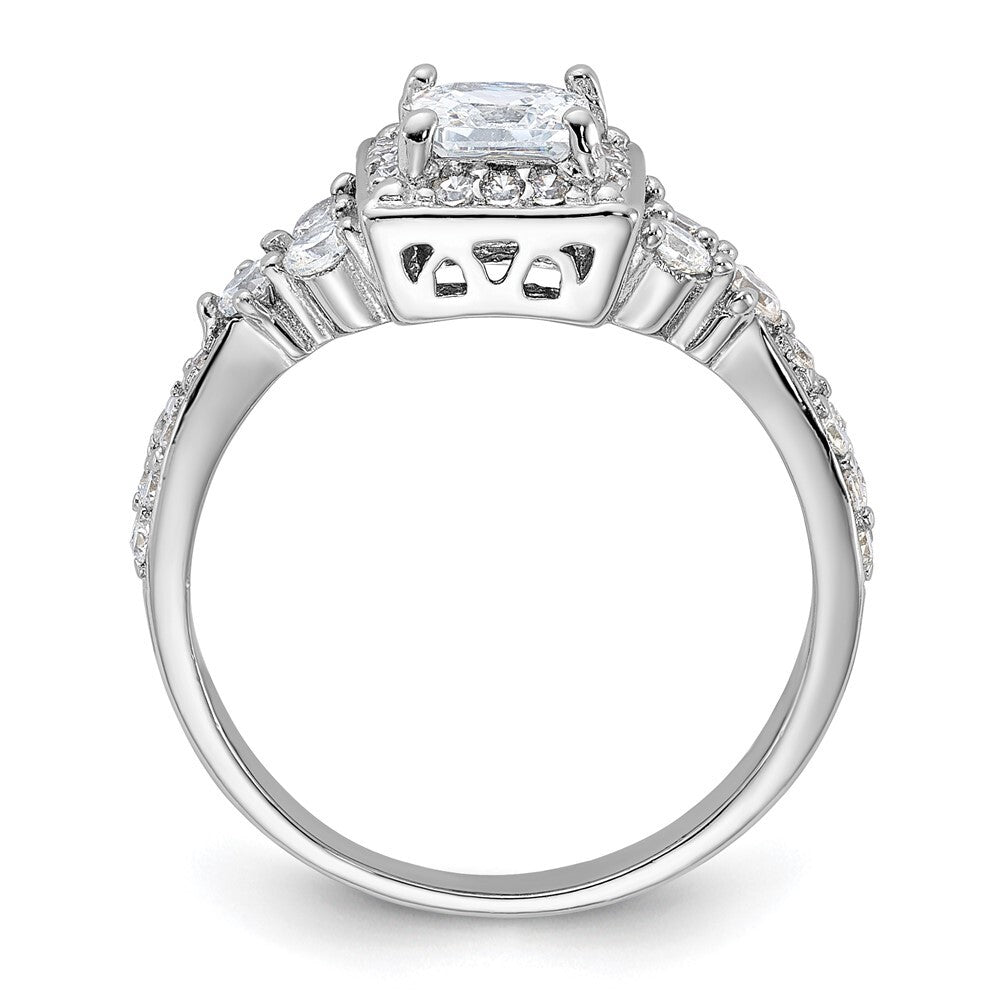 Sterling Silver Rhodium-plated Square Cubic Zirconia Ring Size 6