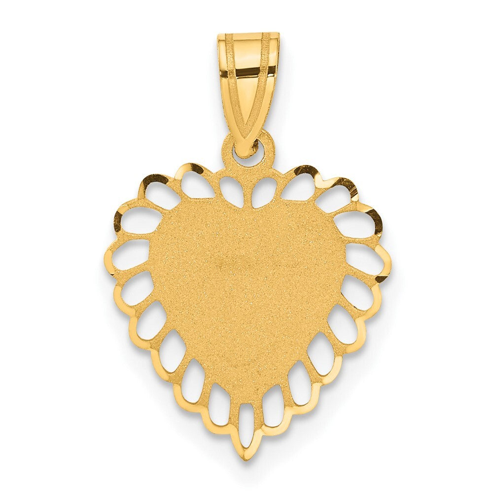 14k Yellow Gold Polished Border Heart Pendant