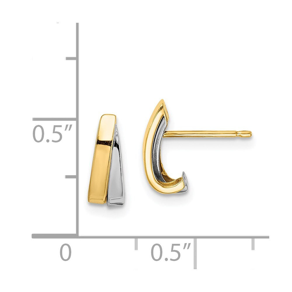 14k Yellow Gold Rhodium Stud Earrings Gift for Women