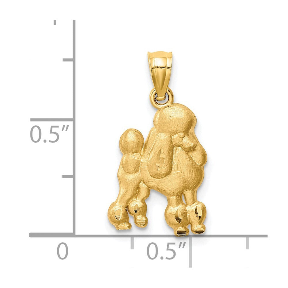 14k Yellow Gold Diamond-cut Poodle Pendant for Women
