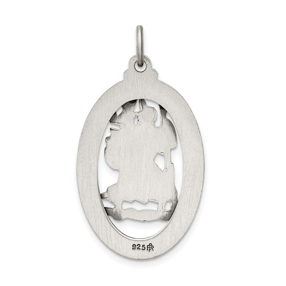 Sterling Silver Antiqued St. Christopher Medal Pendant