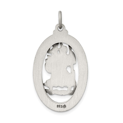 Sterling Silver Antiqued St. Christopher Medal Pendant