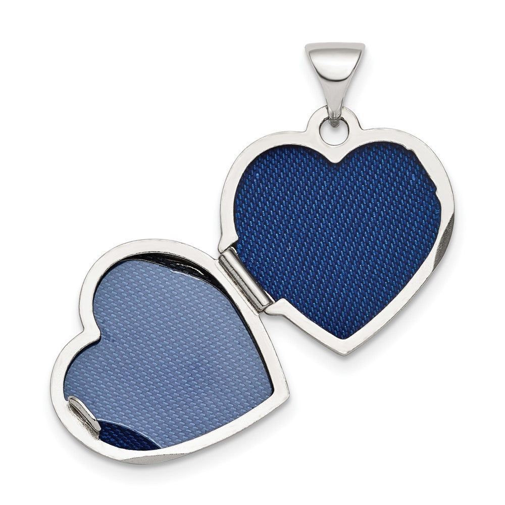 Sterling Silver Rhod-plated Scroll Border Reversible 15mm Heart Locket