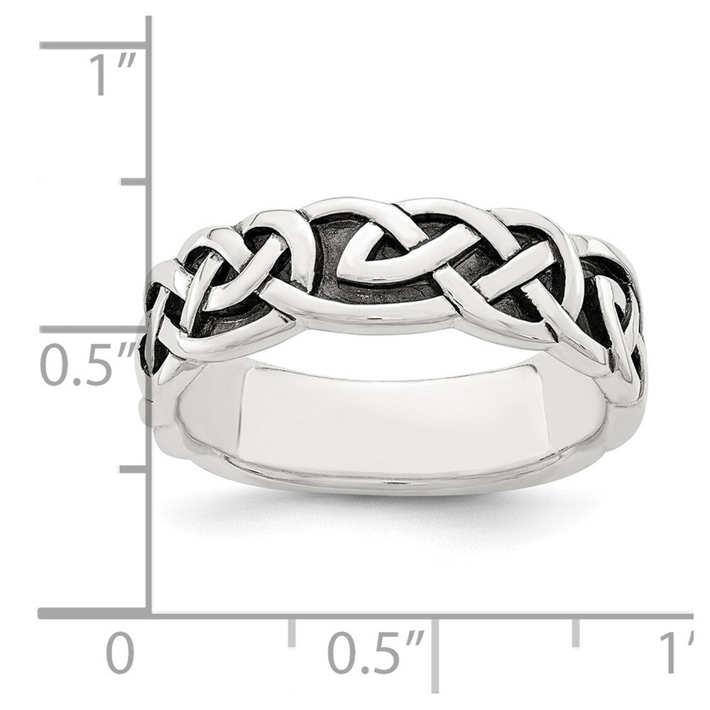 Sterling Silver Antiqued Celtic Knot Band Size 6