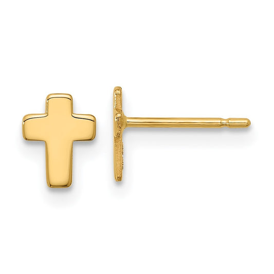 14k Yellow Gold Polished Cross Earrings