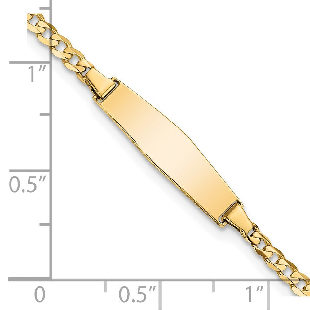 14k Yellow Gold Solid Curb Link Diamond Shape 19.5x5.5mm Plate 8" ID Bracelet
