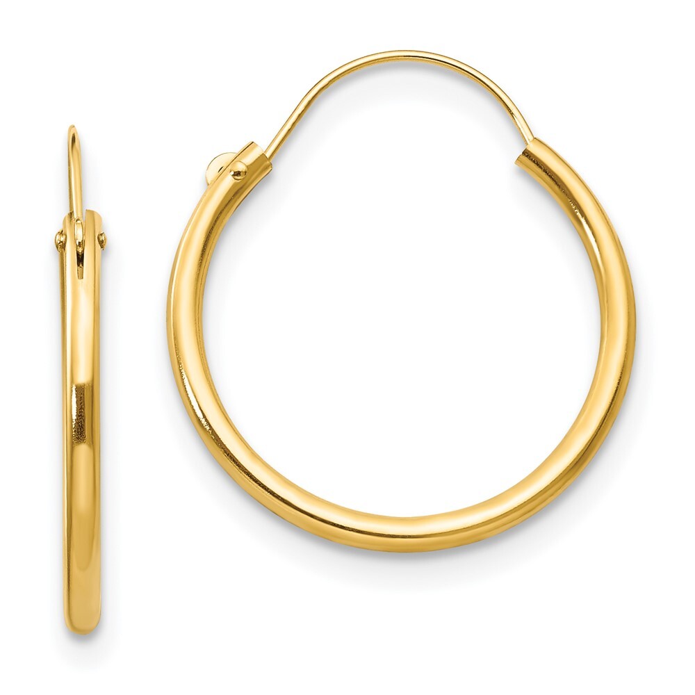 14k Yellow Gold Hoop Earrings Gift for Women