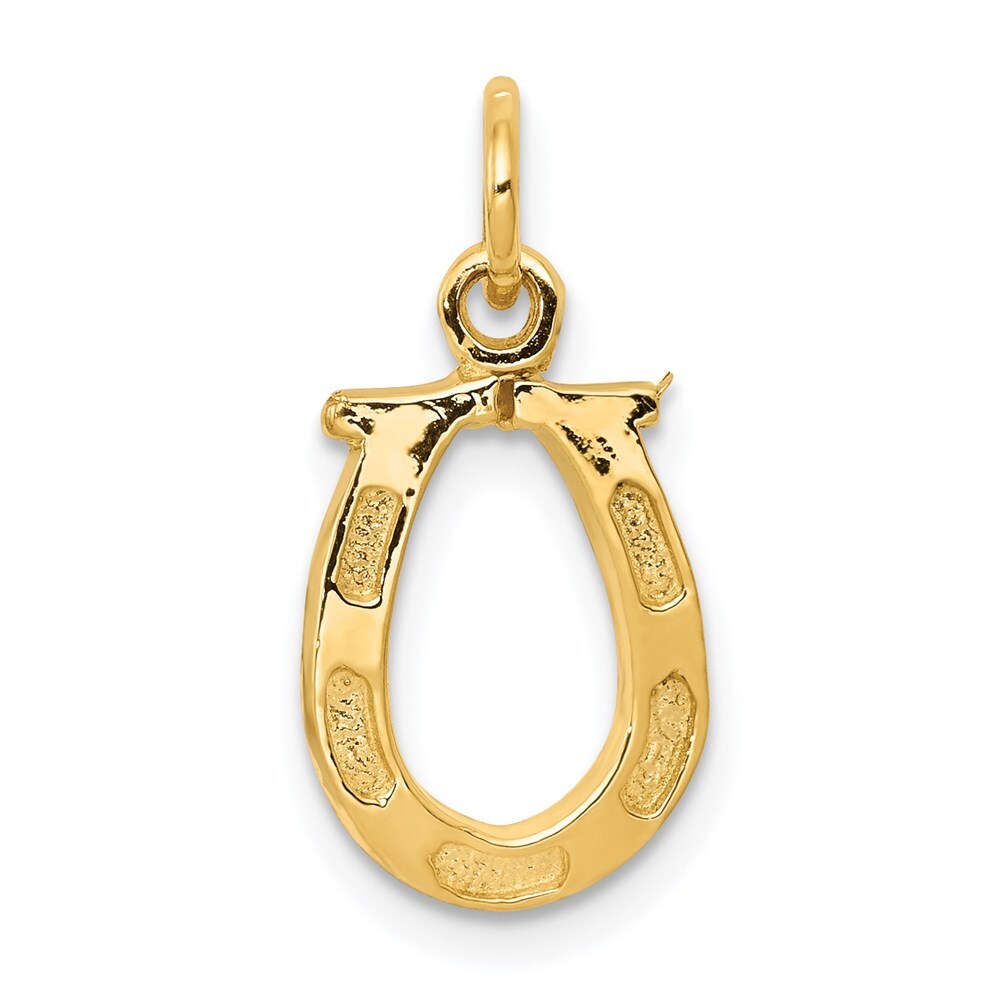 14k Yellow Gold Solid Polished Horseshoe Charm Pendant for Women