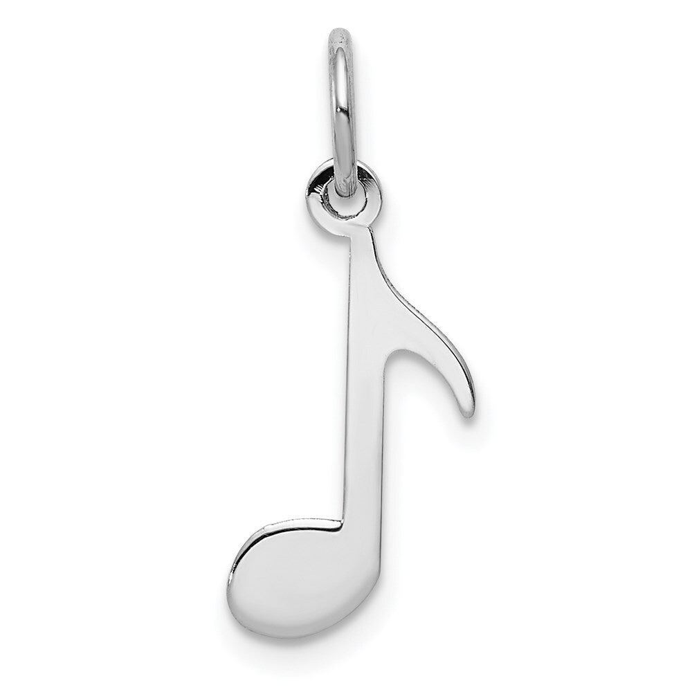 14k White Gold Polished Musical Note Charm Pendant for Women