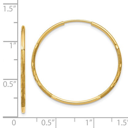 14k Yellow Gold 1.25mm Diamond-cut Endless Hoop Earring