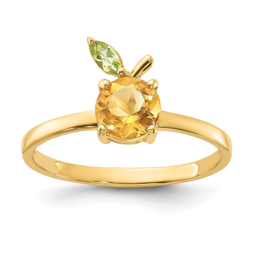 14K Yellow Gold Gold Citrine and Peridot Orange Ring