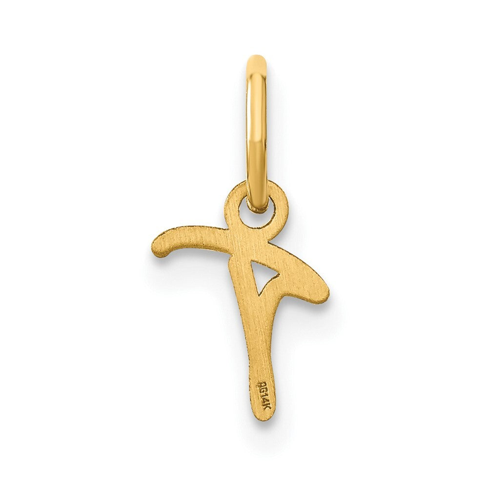 14k Yellow Gold Upper case Letter T Initial Charm Pendant for Women
