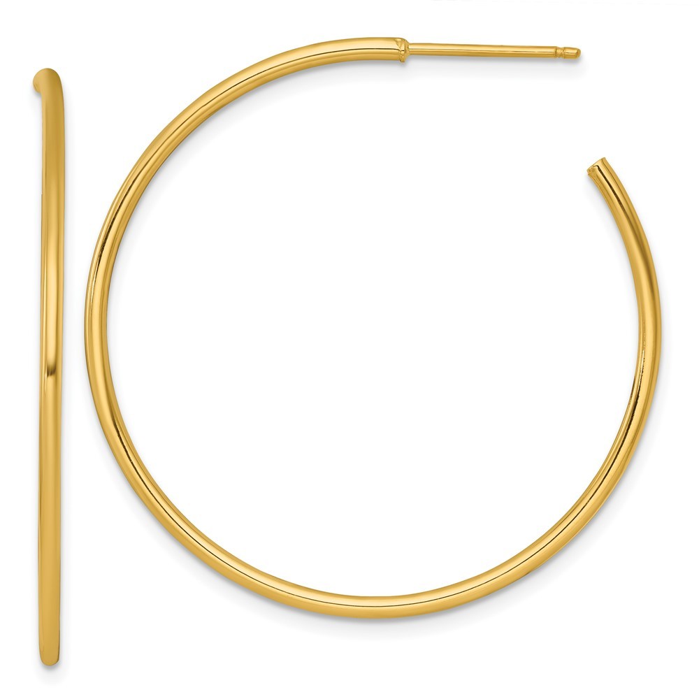 14k Yellow Gold Polished 1.5 x 40mm Solid C-Hoop Earrings