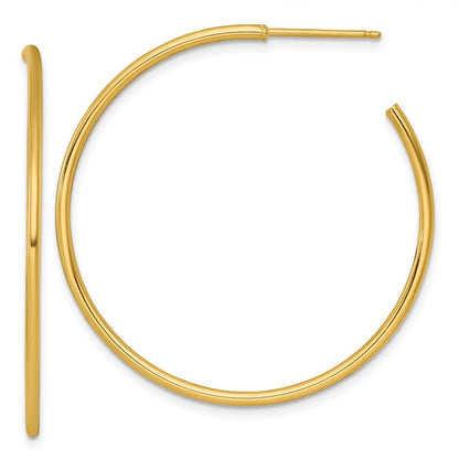 14k Yellow Gold Polished 1.5 x 40mm Solid C-Hoop Earrings