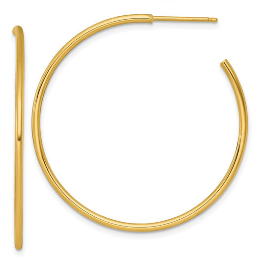 14k Yellow Gold Polished 1.5 x 40mm Solid C-Hoop Earrings