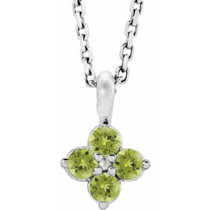 Sterling Silver Imitation Peridot Youth 16-18" Necklace Gift for Women