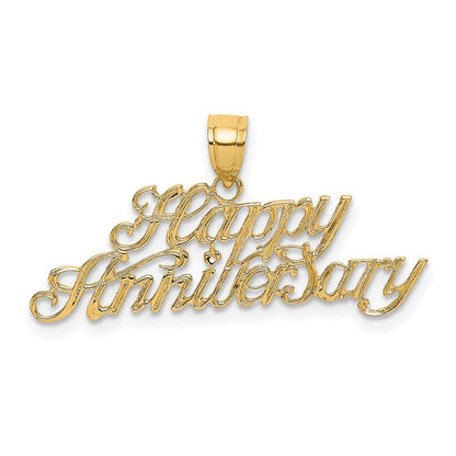 14k Yellow Gold Polished HAPPY ANNIVERSARY Charm