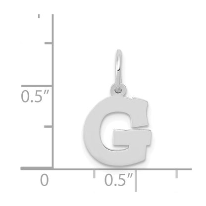 14k White Gold Small Block Letter G Initial Charm Pendant for Women