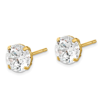 14k Yellow Gold 5mm Round Cubic Zirconia Basket Set Stud Earrings