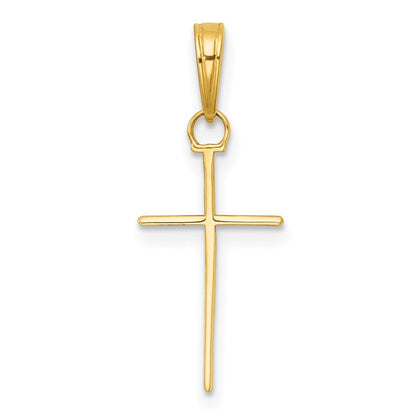 14k Yellow Gold 3-D and Polished Stick Cross Charm