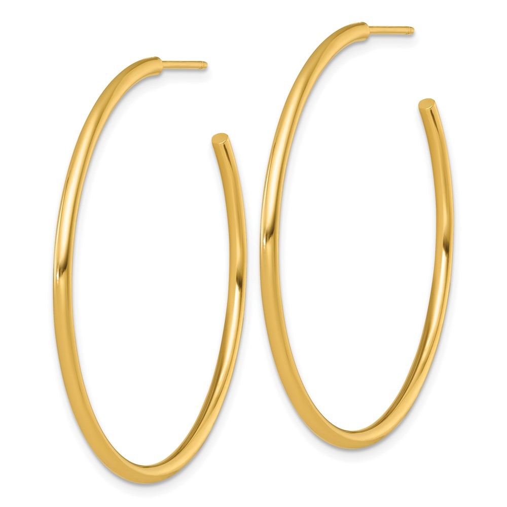 14k Yellow Gold Polished 2 x 45mm Tube C-Hoop Earrings