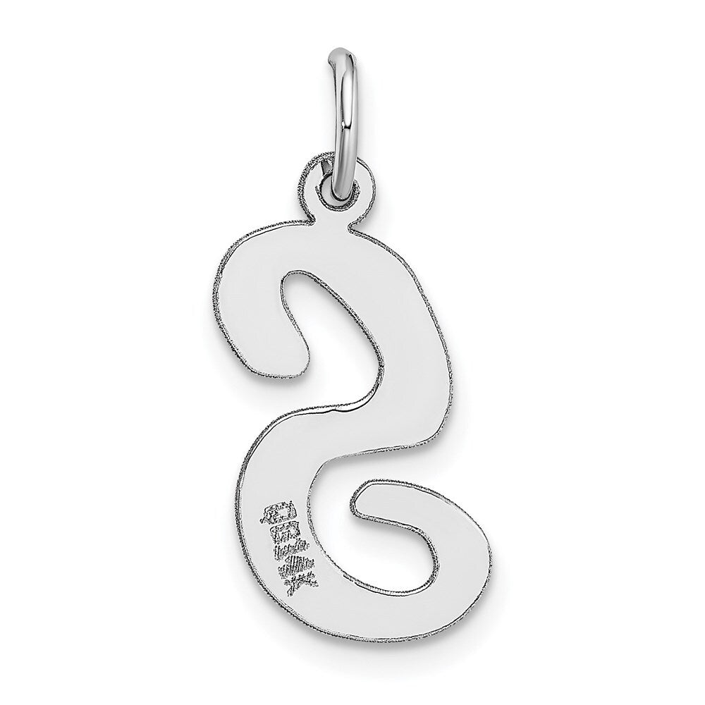 14k White Gold Large Script Letter S Initial Charm Pendant for Women