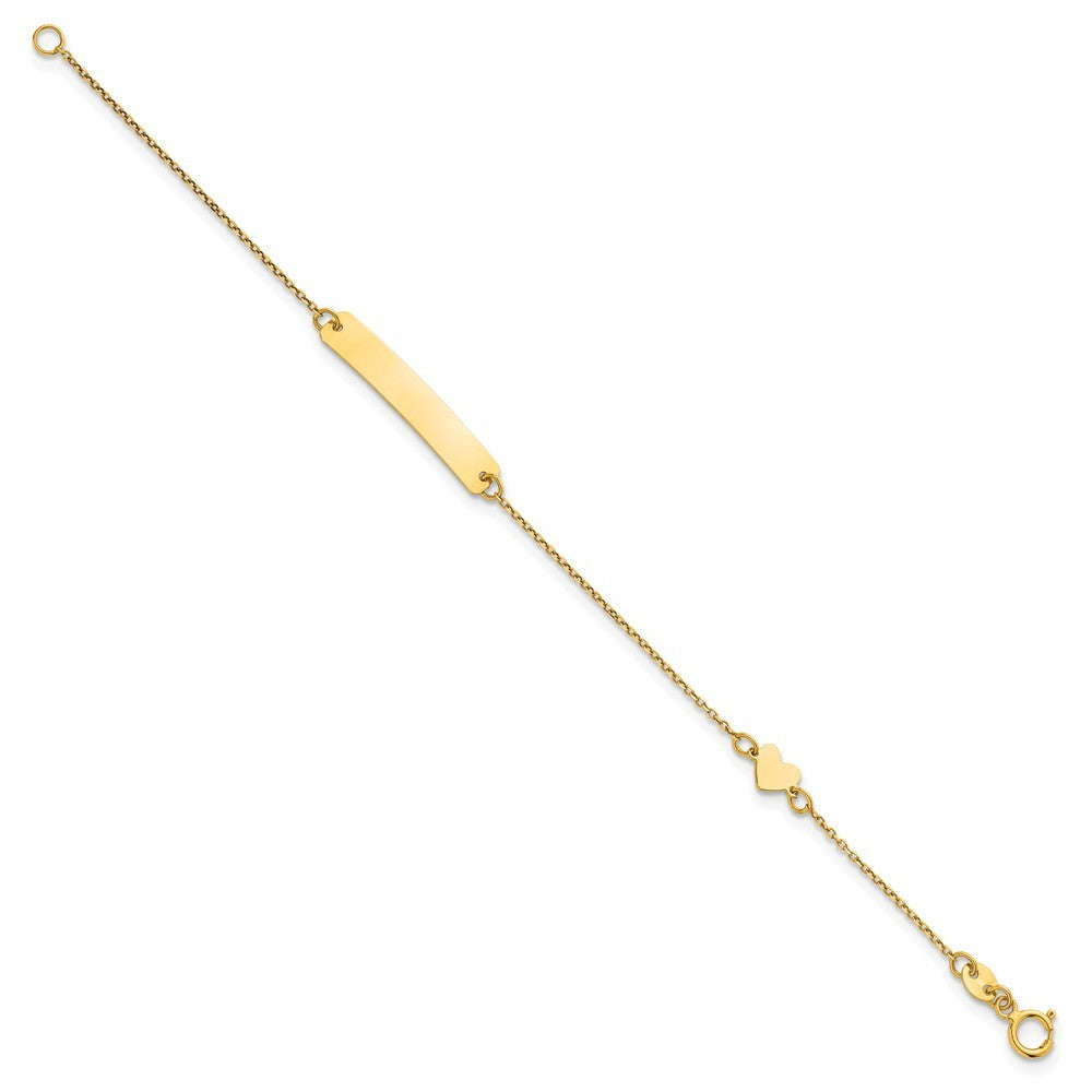 14k Yellow Gold Polished Heart and 23x4.2mm Plate 5.5" Baby/Child ID Bracelet