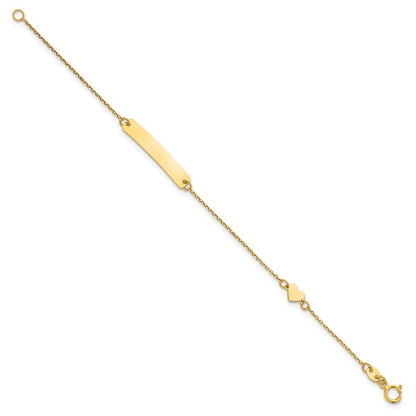 14k Yellow Gold Polished Heart and 23x4.2mm Plate 5.5" Baby/Child ID Bracelet