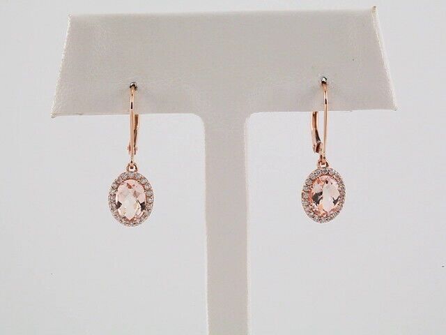 14k Rose Gold Natural Morganite and 1/5 CTW Natural Diamond Stud Earrings