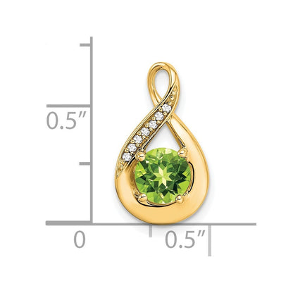 14k Yellow Gold 6mm Round Peridot and Diamond Chain Slide