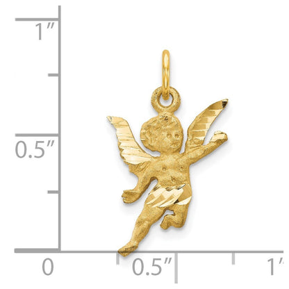 14k Yellow Gold Diamond-cut Angel Charm Pendant for Women
