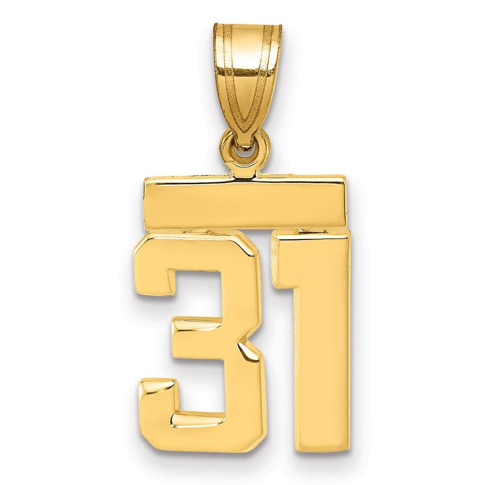 14k Yellow Gold Small Polished Number 31 Charm Pendant for Women