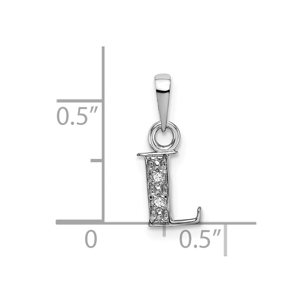 14k White Gold Rhodium-plated Diamond Letter L Initial Pendant for Women