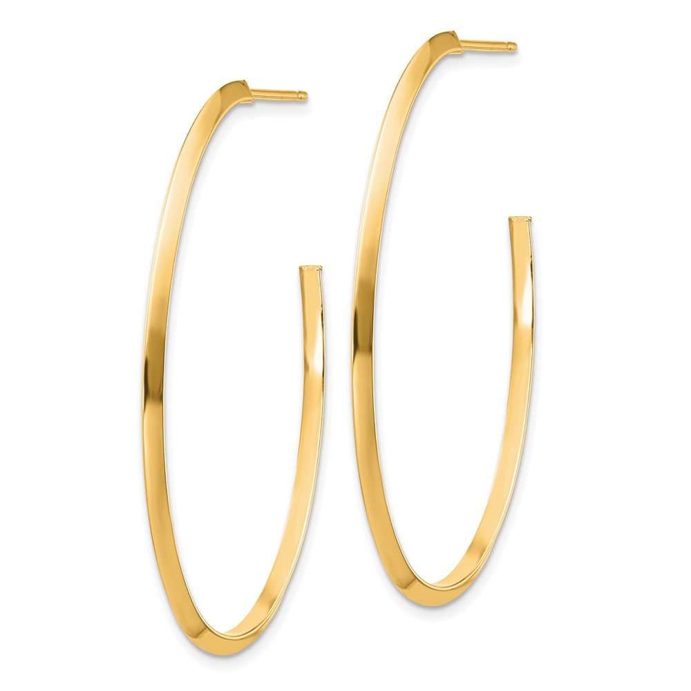 14k Yellow Gold Polished Knife Edge Oval 2mm Dangle Earrings