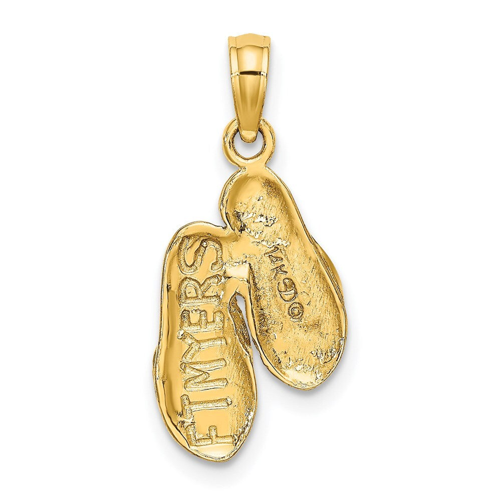 14k Yellow Gold 3D FT. MYERS Double Flip-Flop Charm Pendant for Women