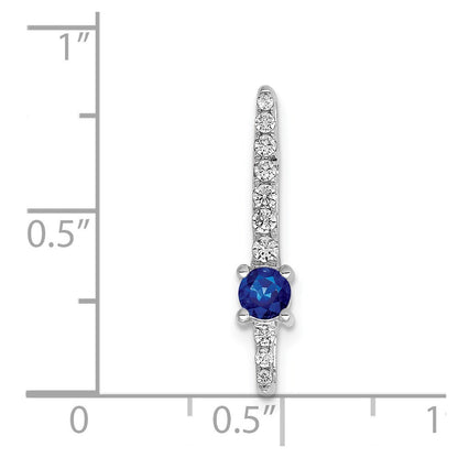 14k White Gold Diamond and .18 Sapphire Fancy Chain Slide Pendant for Women