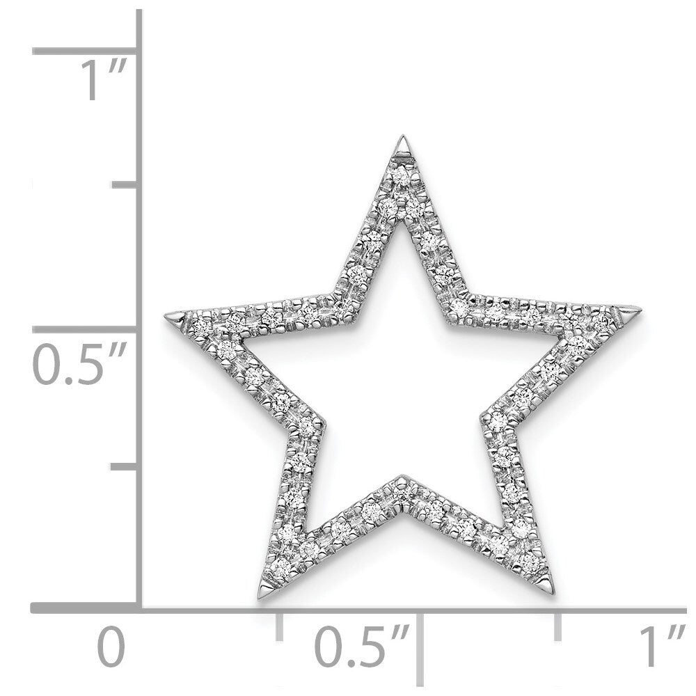 14k White Gold Large Diamond Star Chain Slide Pendant for Women