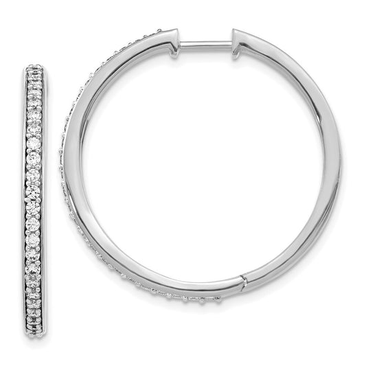 14k White Gold Diamond Hinged Hoop Earrings