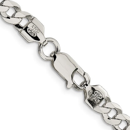 Sterling Silver 5.75mm Flat Curb Chain Necklace