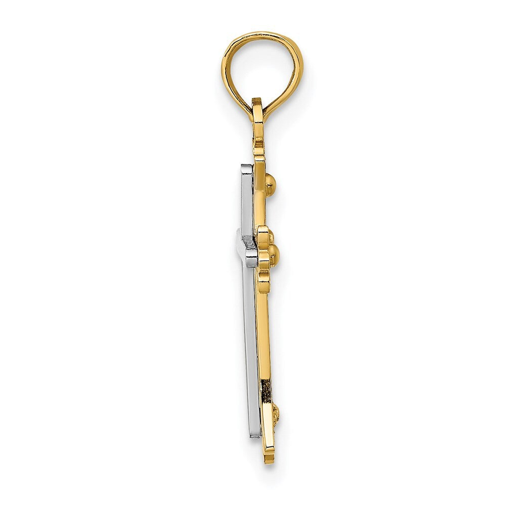 14k Two-tone Gold Center Cross Charm Pendant for Women
