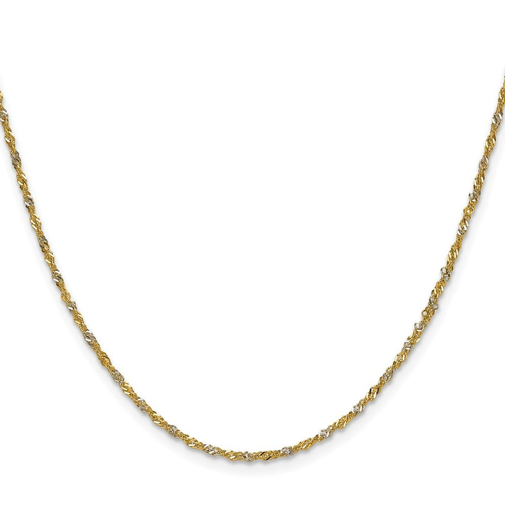 14k Yellow Gold Yellow Gold with Rhodium 1.65mm Singapore Chain Necklace