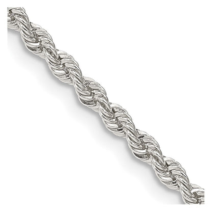 Sterling Silver 2.5mm Solid Rope Chain Necklace