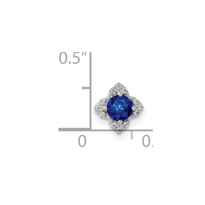14k White Gold Diamond and Sapphire Pendant for Women